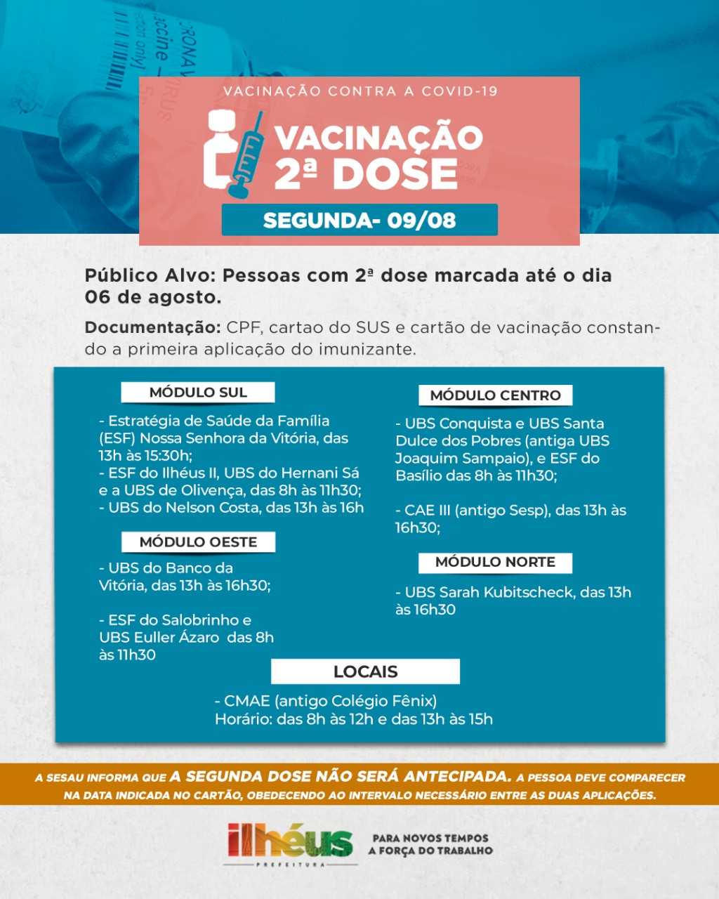 Prefeitura Municipal De Ilhéus Ilhéus Dá Continuidade à Vacinação Com